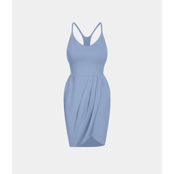 Halara Cloudful Air Fabric Backless Racerback Stacked Crossover Hem Mini Dress S - Picture 1 of 12